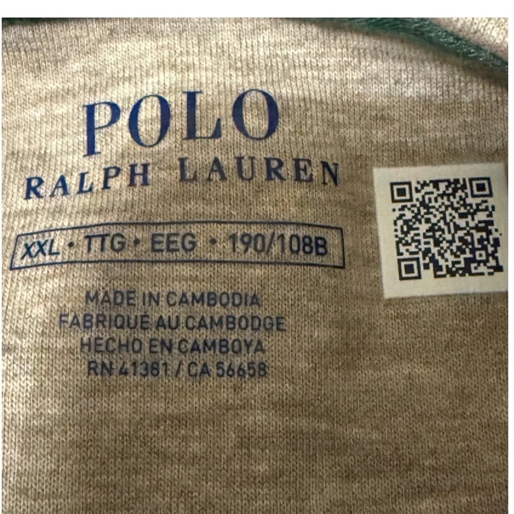 Polo Ralph Lauren Mens XXL Green Striped Quarter Zip Pullover Cotton‎ Blend